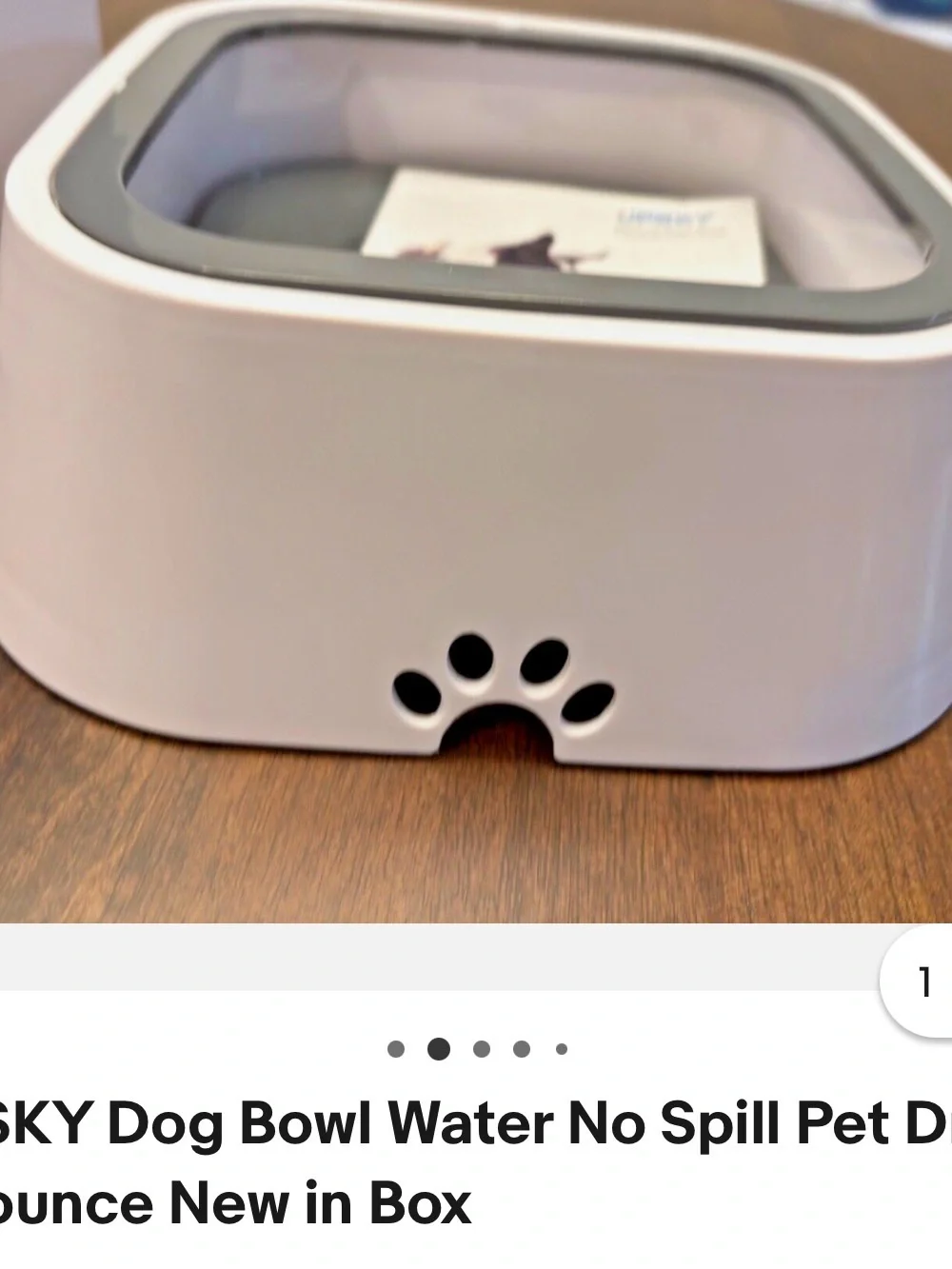 Sky Gray No-Spill Pet Bowl with Raised Rim